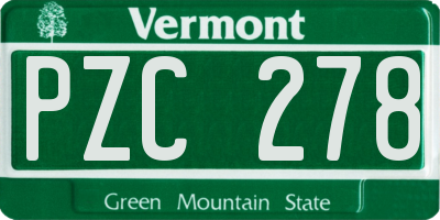 VT license plate PZC278