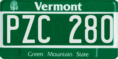 VT license plate PZC280