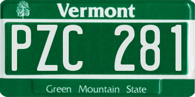 VT license plate PZC281