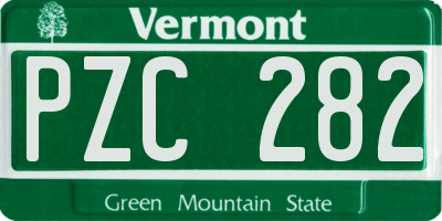 VT license plate PZC282