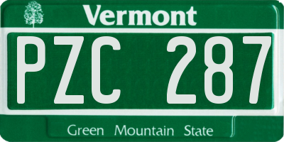 VT license plate PZC287