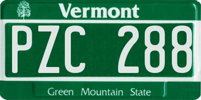 VT license plate PZC288