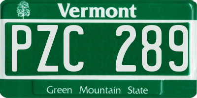 VT license plate PZC289
