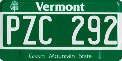 VT license plate PZC292