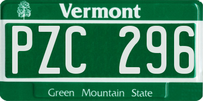 VT license plate PZC296