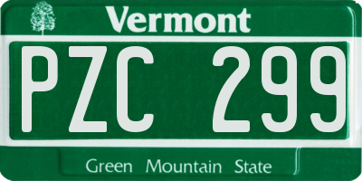 VT license plate PZC299