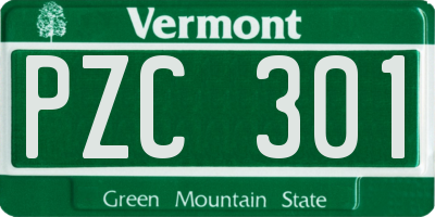 VT license plate PZC301