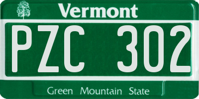VT license plate PZC302