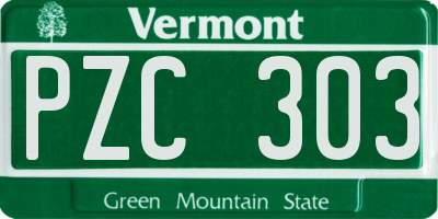 VT license plate PZC303