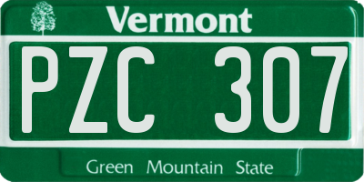 VT license plate PZC307