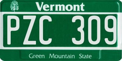 VT license plate PZC309