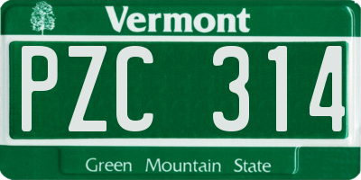 VT license plate PZC314