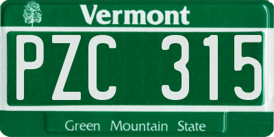 VT license plate PZC315