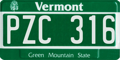 VT license plate PZC316