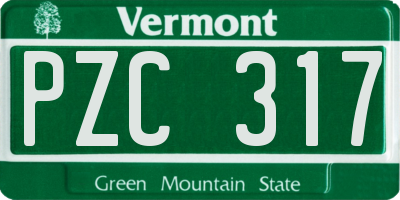 VT license plate PZC317