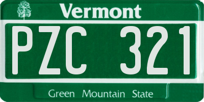 VT license plate PZC321