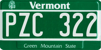 VT license plate PZC322