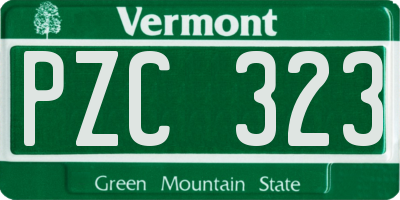 VT license plate PZC323