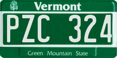 VT license plate PZC324