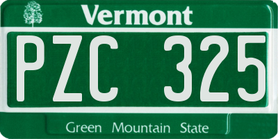 VT license plate PZC325
