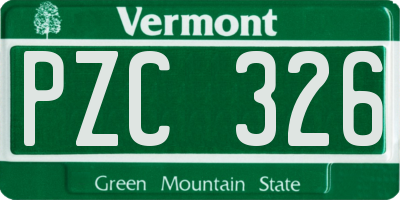 VT license plate PZC326