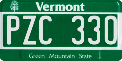 VT license plate PZC330