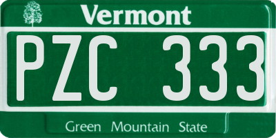 VT license plate PZC333