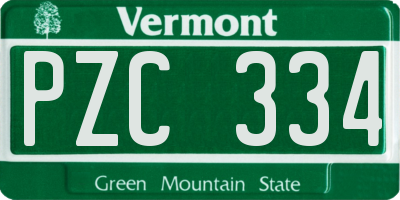 VT license plate PZC334