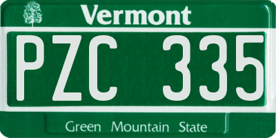 VT license plate PZC335