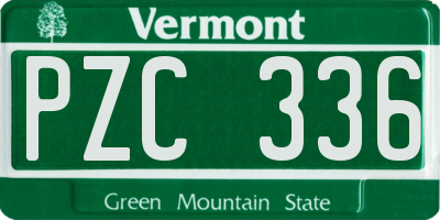 VT license plate PZC336
