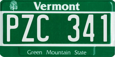 VT license plate PZC341
