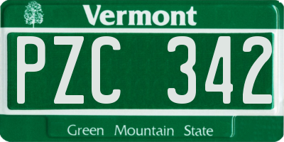 VT license plate PZC342
