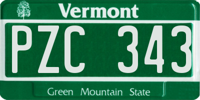 VT license plate PZC343