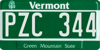 VT license plate PZC344