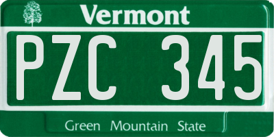 VT license plate PZC345