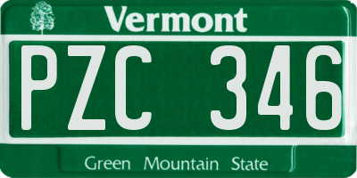 VT license plate PZC346