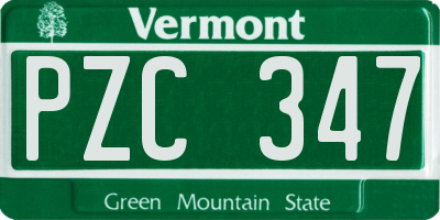 VT license plate PZC347