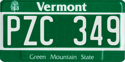 VT license plate PZC349