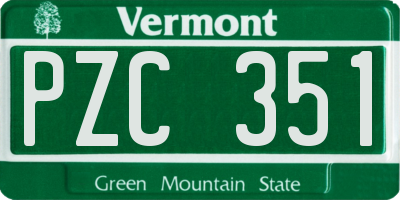 VT license plate PZC351