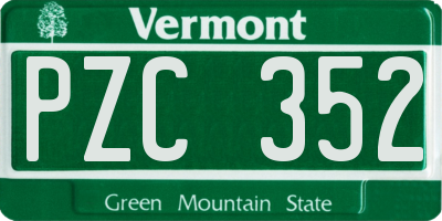 VT license plate PZC352