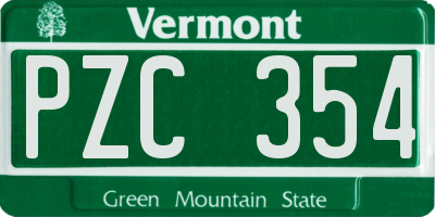 VT license plate PZC354