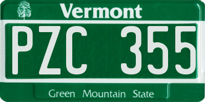 VT license plate PZC355