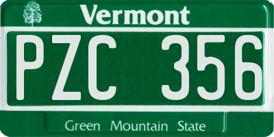 VT license plate PZC356