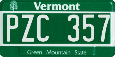 VT license plate PZC357