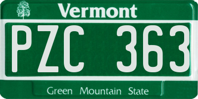 VT license plate PZC363