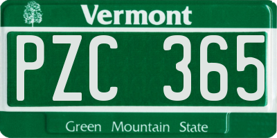 VT license plate PZC365