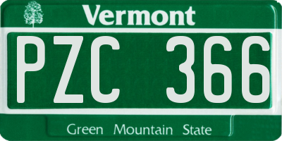 VT license plate PZC366