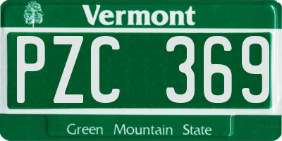 VT license plate PZC369