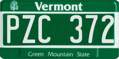 VT license plate PZC372