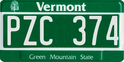 VT license plate PZC374
